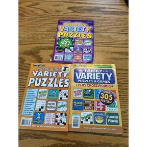 Penny Press Variety Puzzle Book Lot 3 Word Seek Crossword Sudoku Brain Teasers